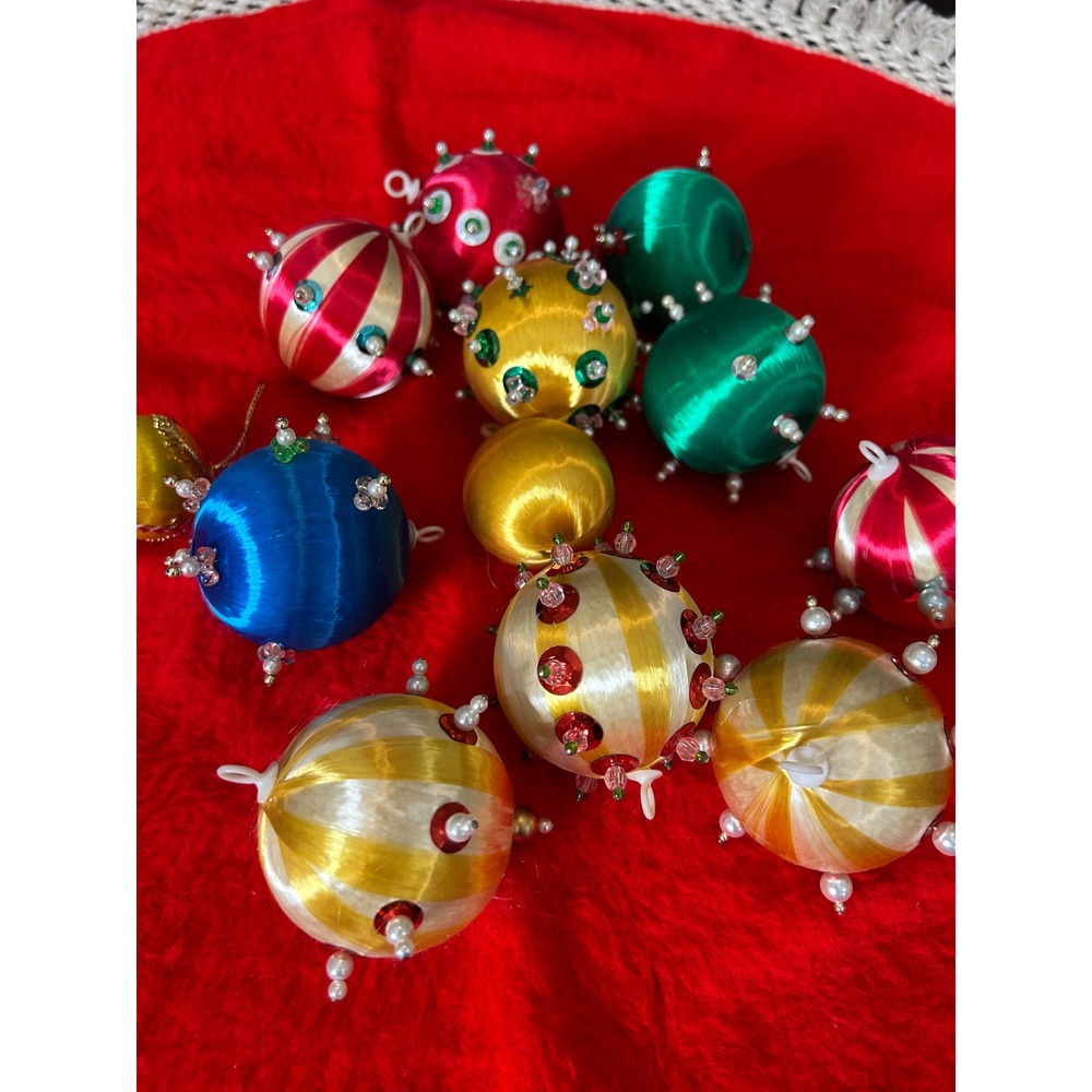 Ornament Christmas Bulk Lot Multicolor Satin Beaded Sequin Push Pin